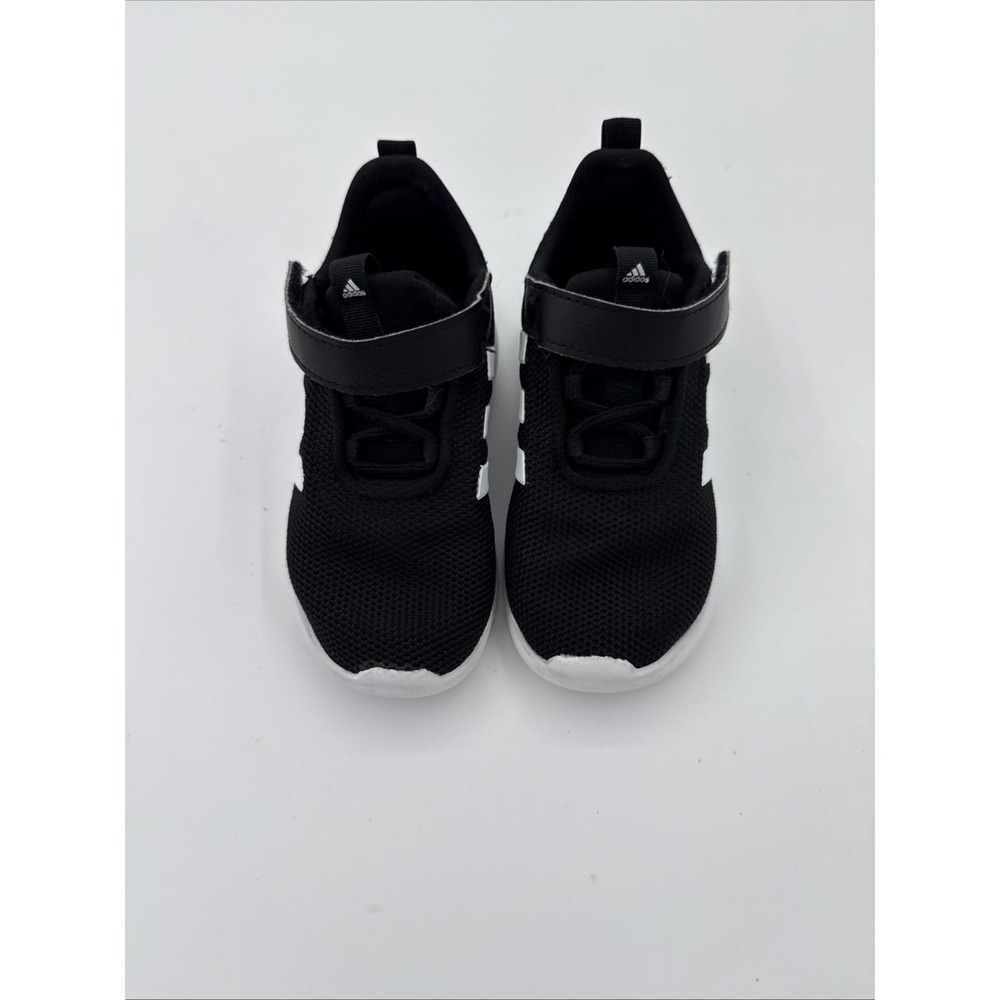 Adidas Toddler Athletic Shoes Racers TR23 Size 8K Black With 3 White Stripes